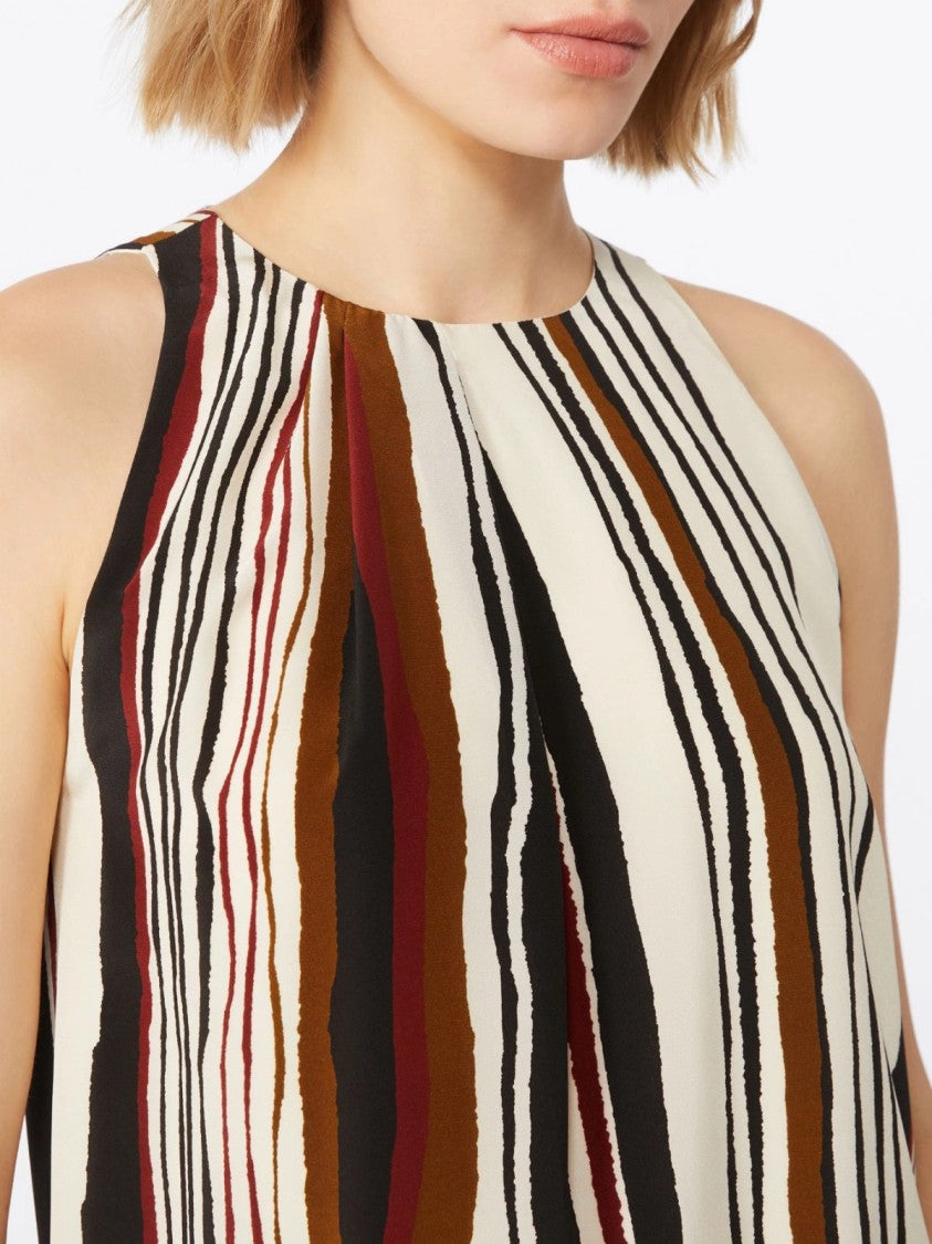 Max Mara Relaxed Fit Sleeveless Top With Abstract Stripe Design
