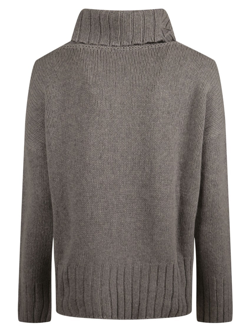 Aragona Grey Cashmere High Turtleneck Sweater
