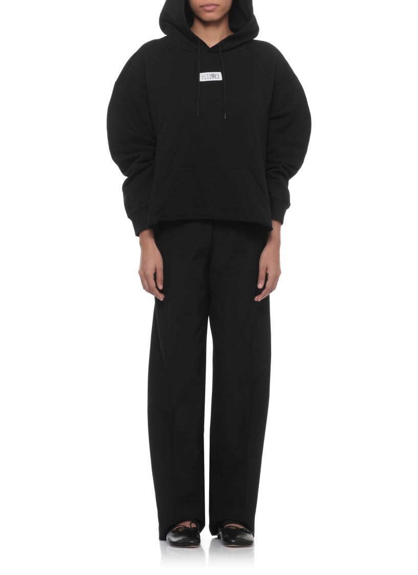 Mm6 By Maison Margiela Black Logoed Cotton Hoodie