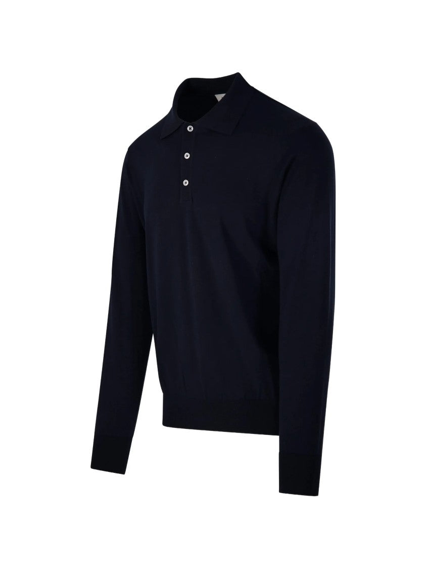 Altea Black Polo Long-Sleeve Tailored Cotton Polo