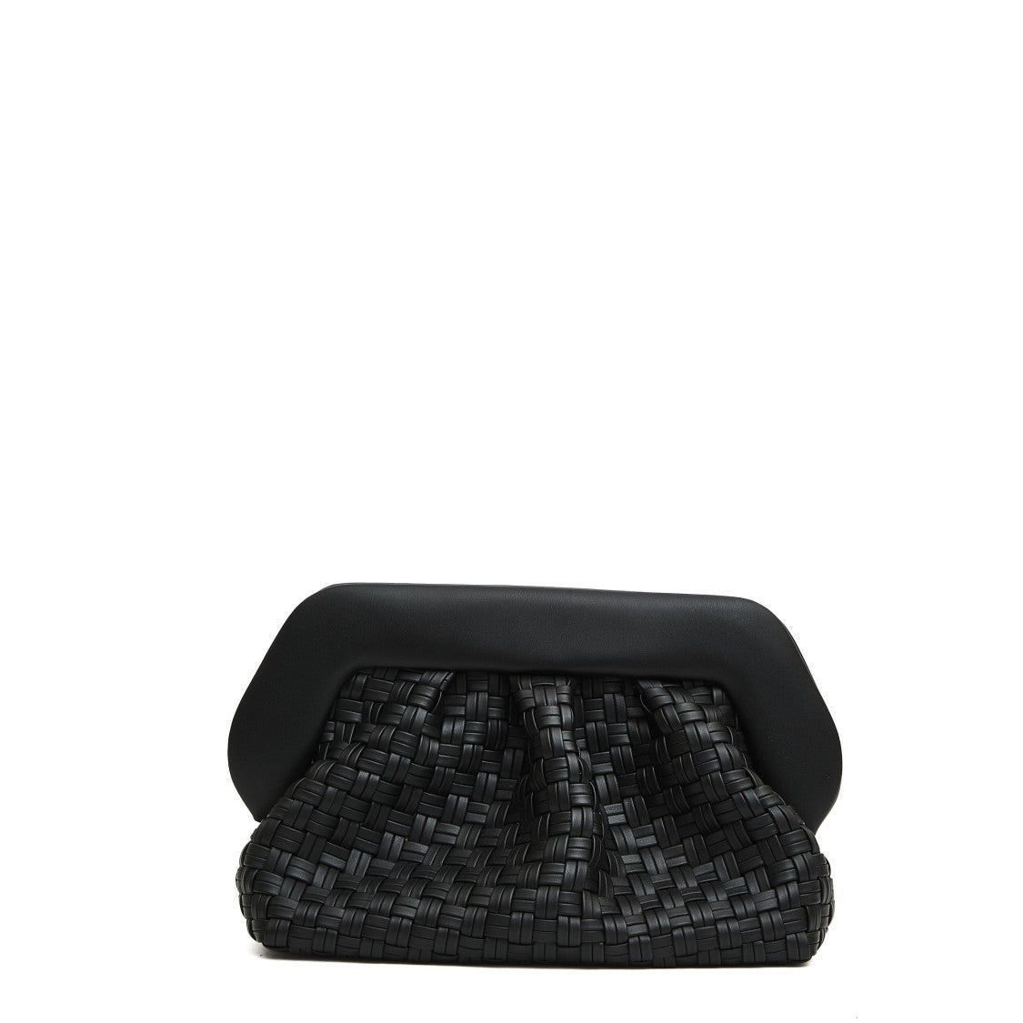 Themoirè Large Woven Vegan Leather Clutch With Shoulder Strap