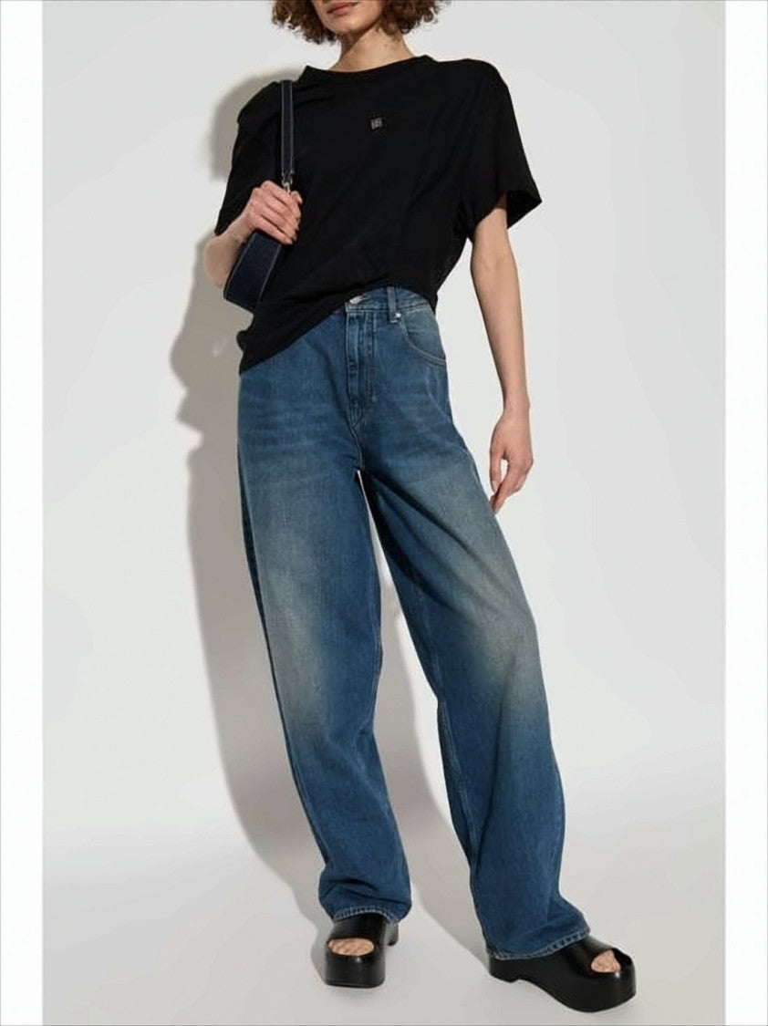 Givenchy Black Short-Sleeve T-Shirt With Asymmetrical Hem And Metallic Logo