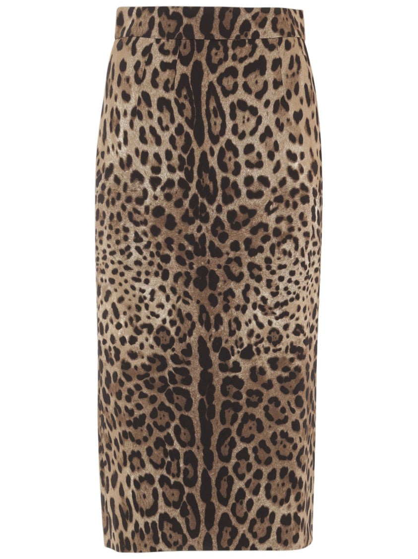 Dolce & Gabbana Fitted Stretch Viscose Skirt With Dynamic Animal Print
