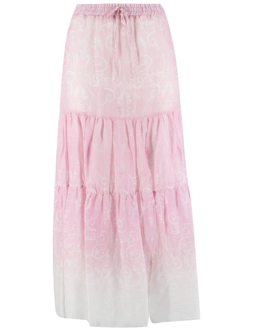 Ermanno Firenze Flowing Satin Long Skirt With High Waist