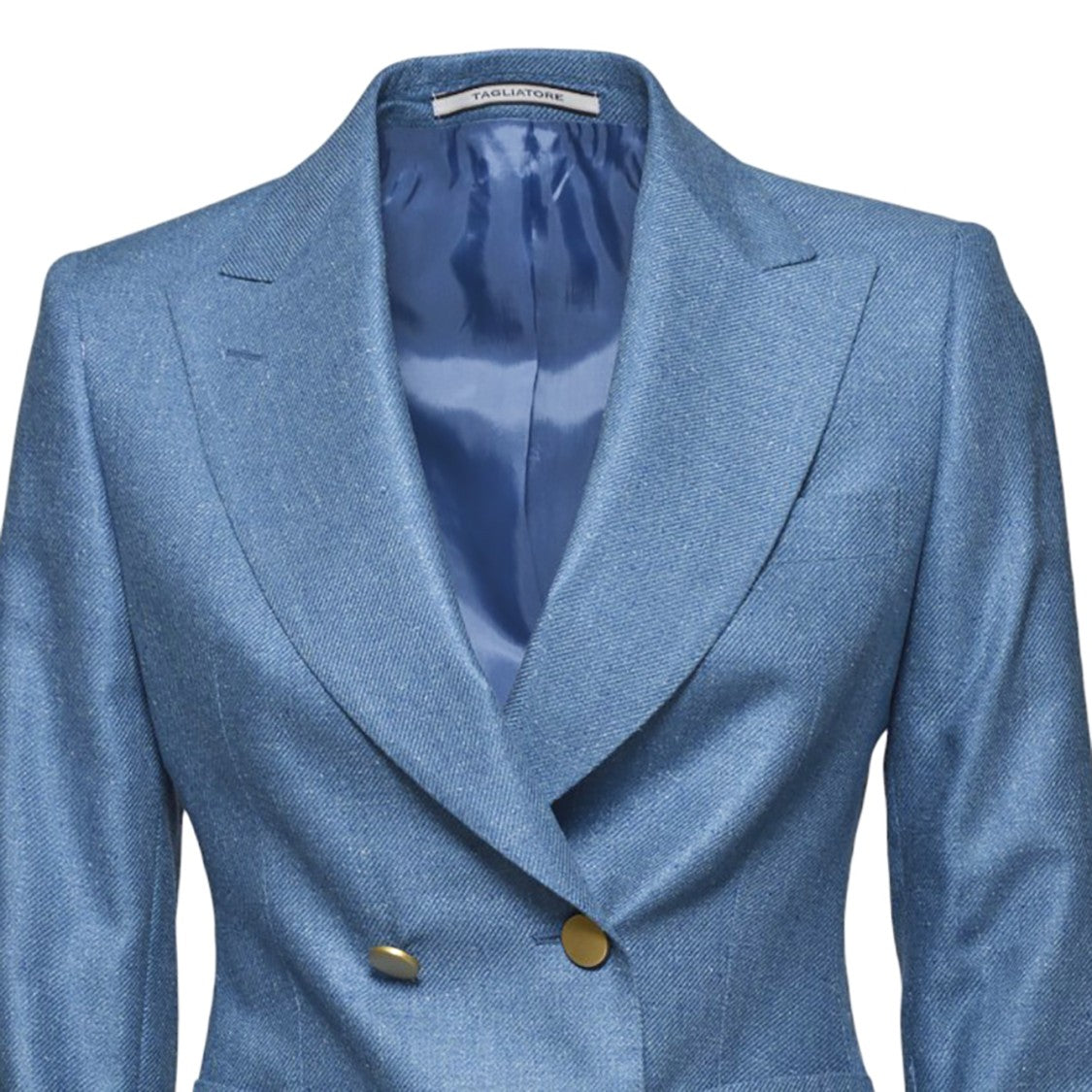 Tagliatore J-Coral Double-Breasted Jacket In Denim Silk Twill