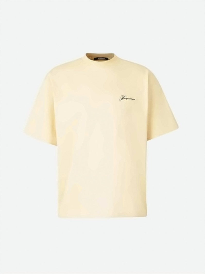 Jacquemus Light Beige Short-Sleeve T-Shirt With Subtle Embroidery