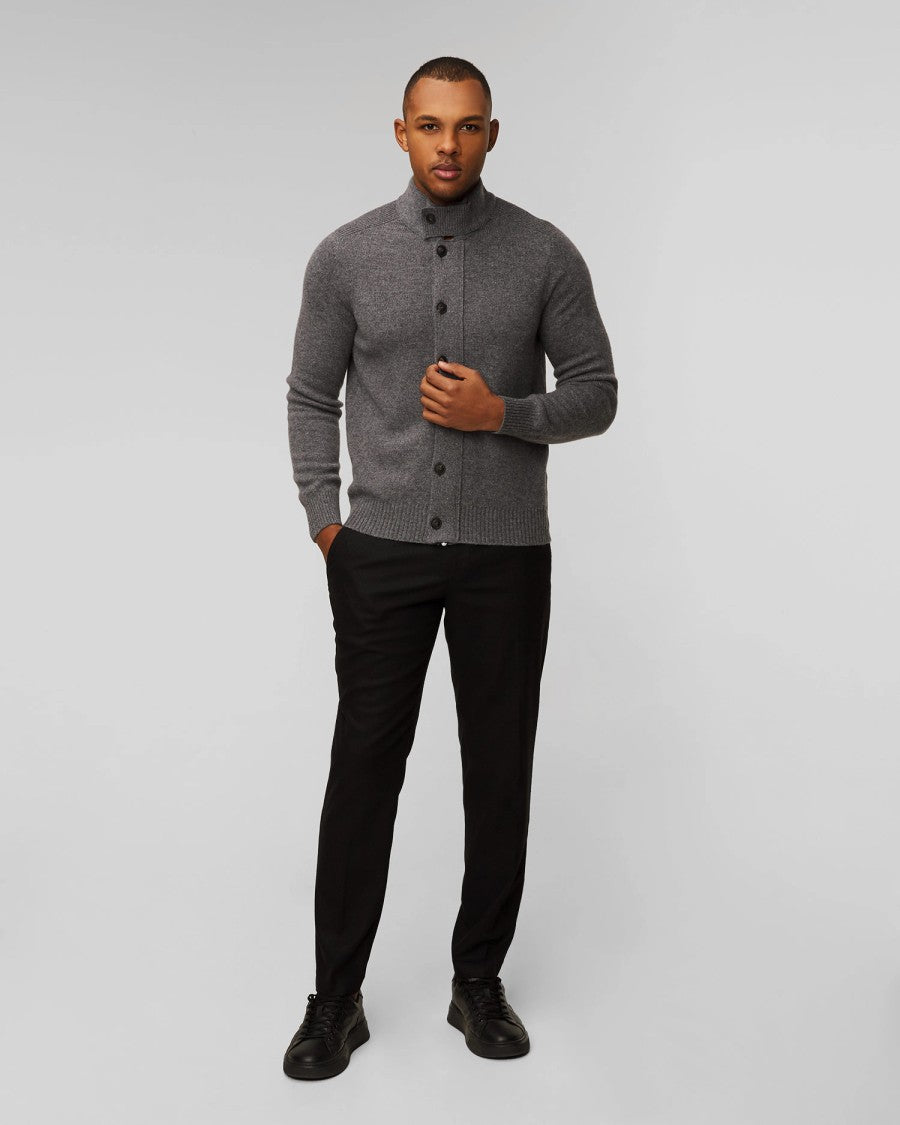 Paolo Fiorillo Capri Ribbed Collar Zip Cardigan With Button Closure