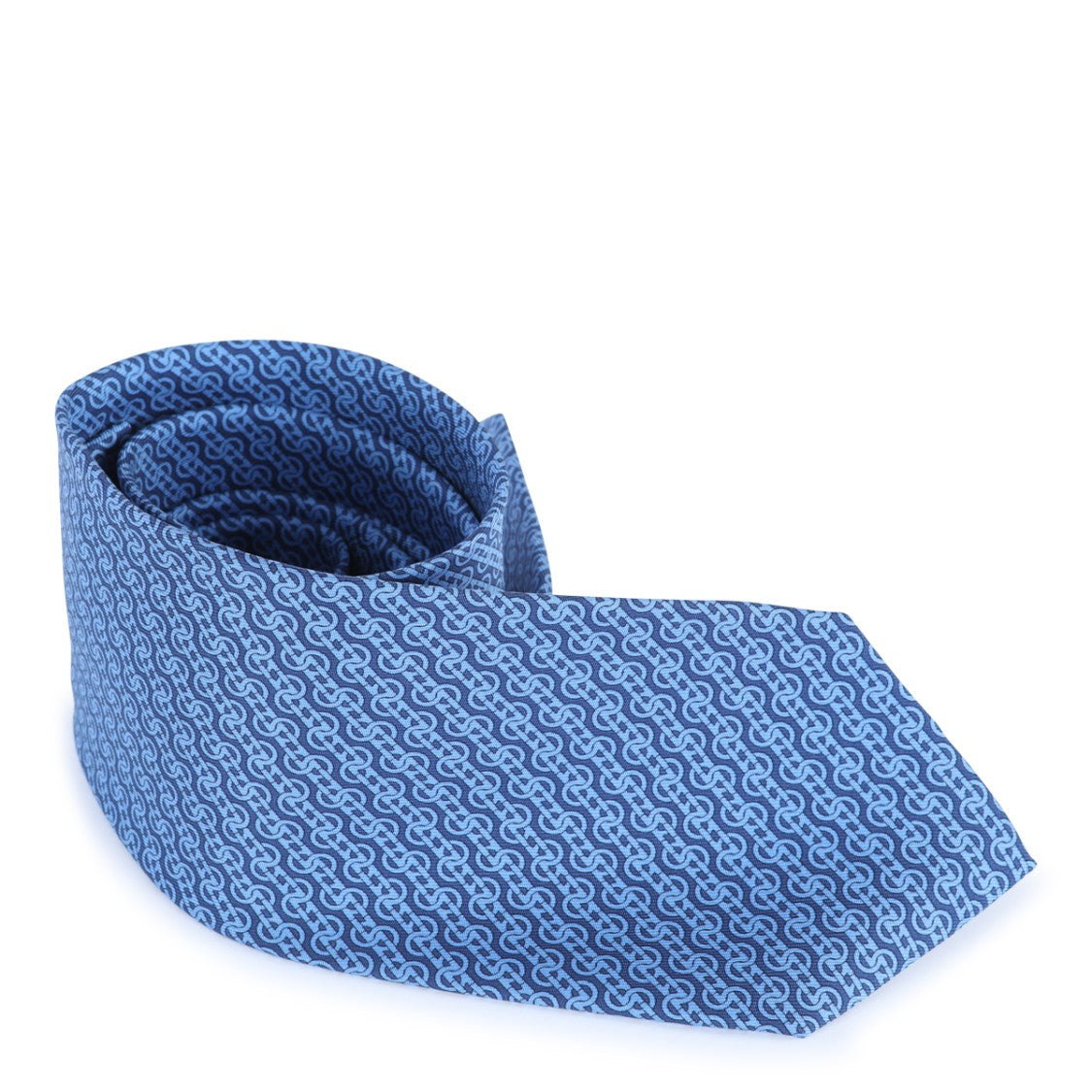 Ferragamo Intricate Pattern Light Blue Silk Tie