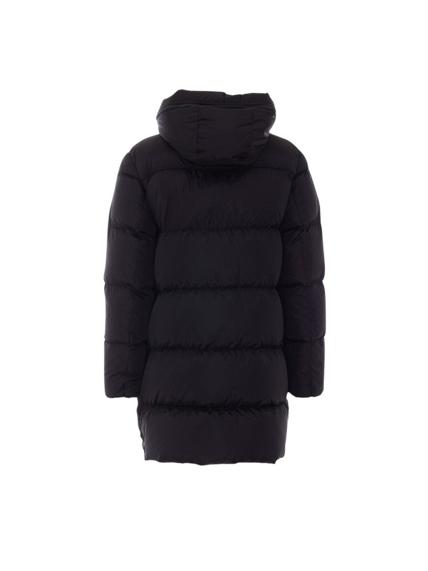 Add Black Quilted Long Polyamide Down Coat