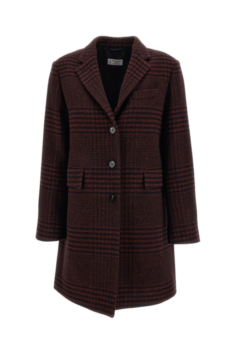 Alberto Biani Checked Wool Single-Breasted Coat