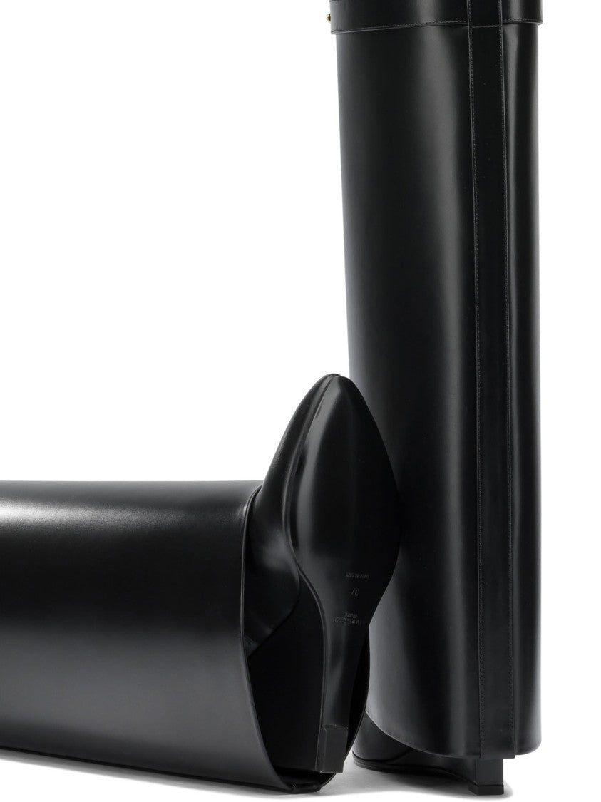 Givenchy Pointed Toe Calf Leather Ankle Boots With Metallic Detail