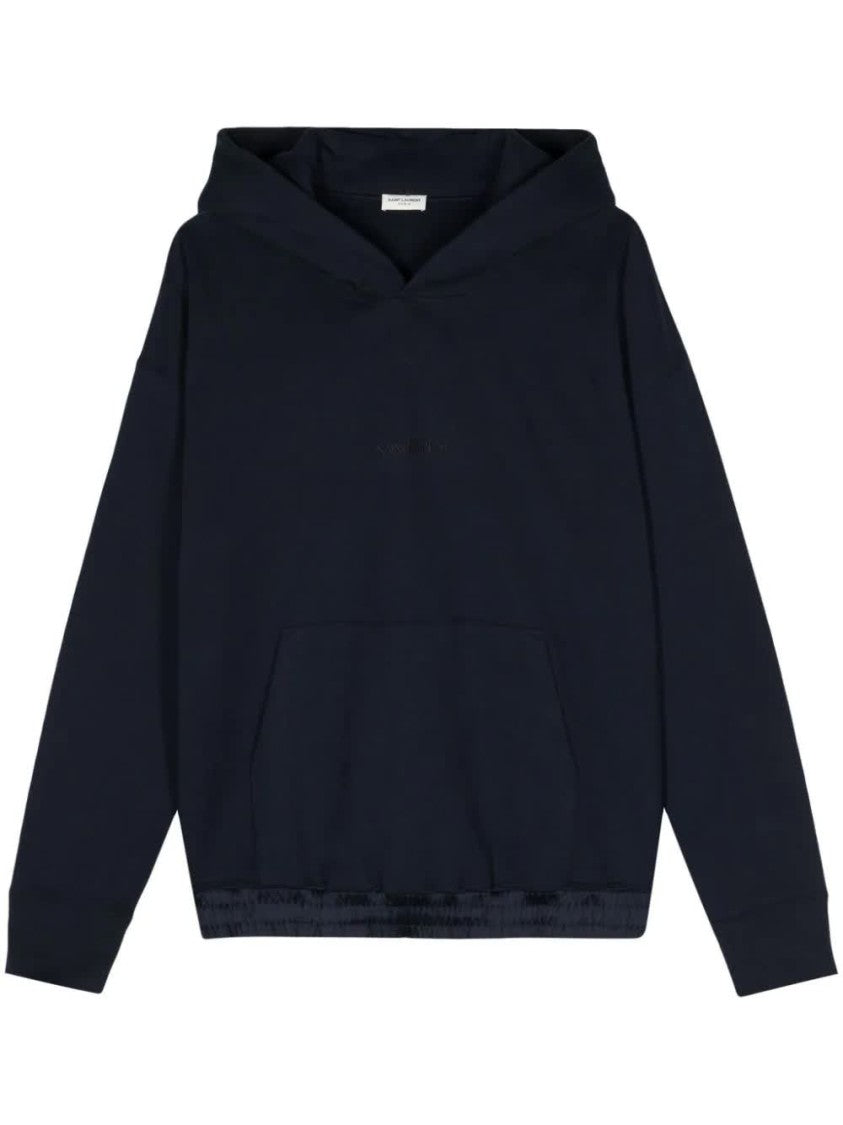 Saint Laurent Blue Hoodie Organic Cotton Hoodie