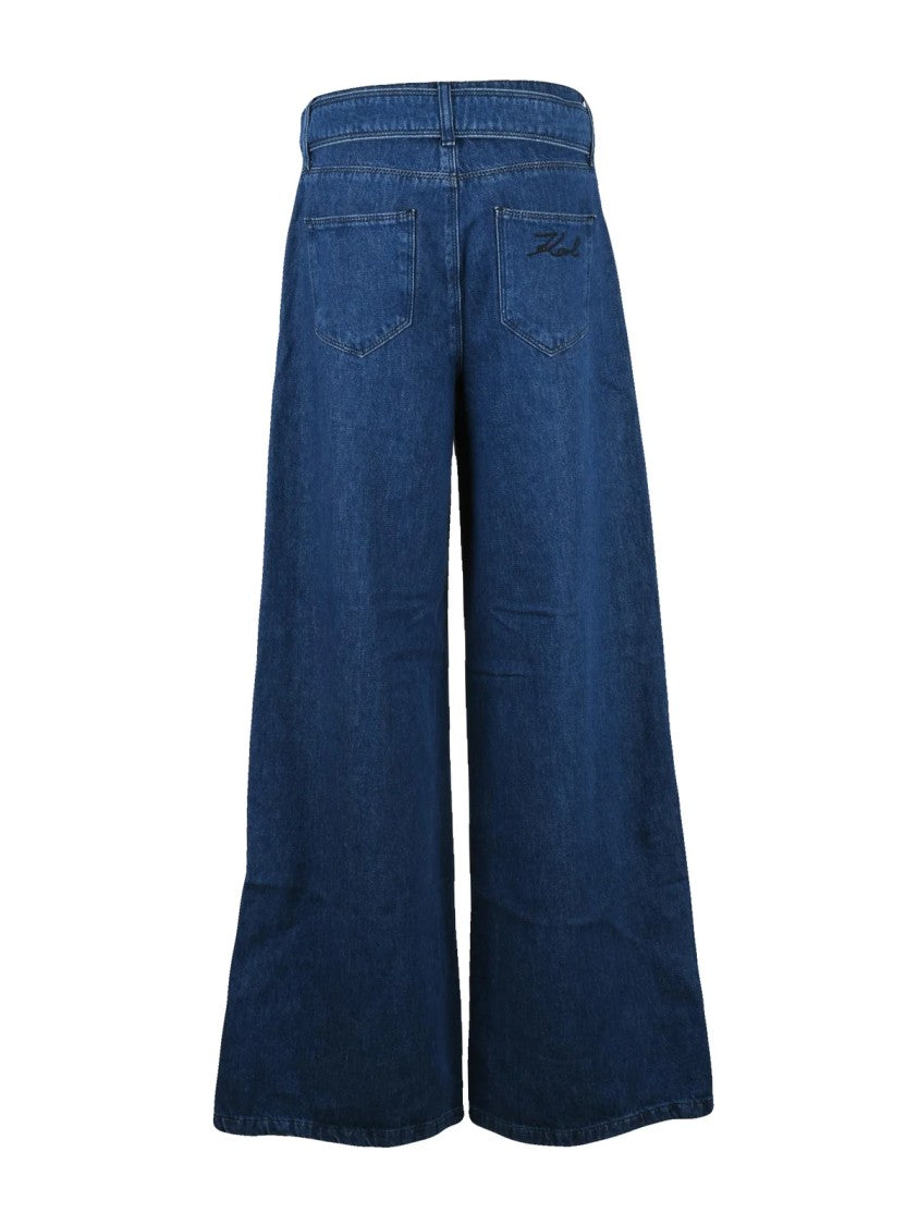 Karl Lagerfeld Palazzo Jeans With Belt Detail And Structured Fit