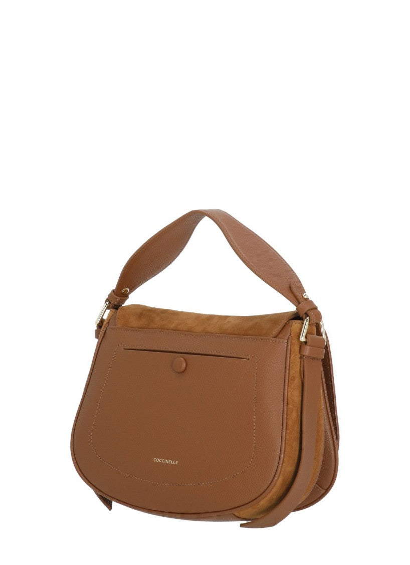 Coccinelle Elegant Suede Leather Shoulder Bag With Gold-Tone Hardware