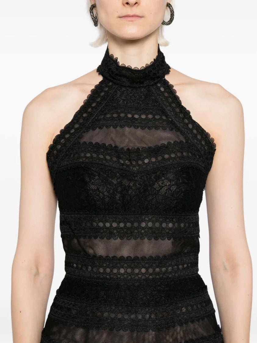 Saiid Kobeisy Lace Striped Long Dress