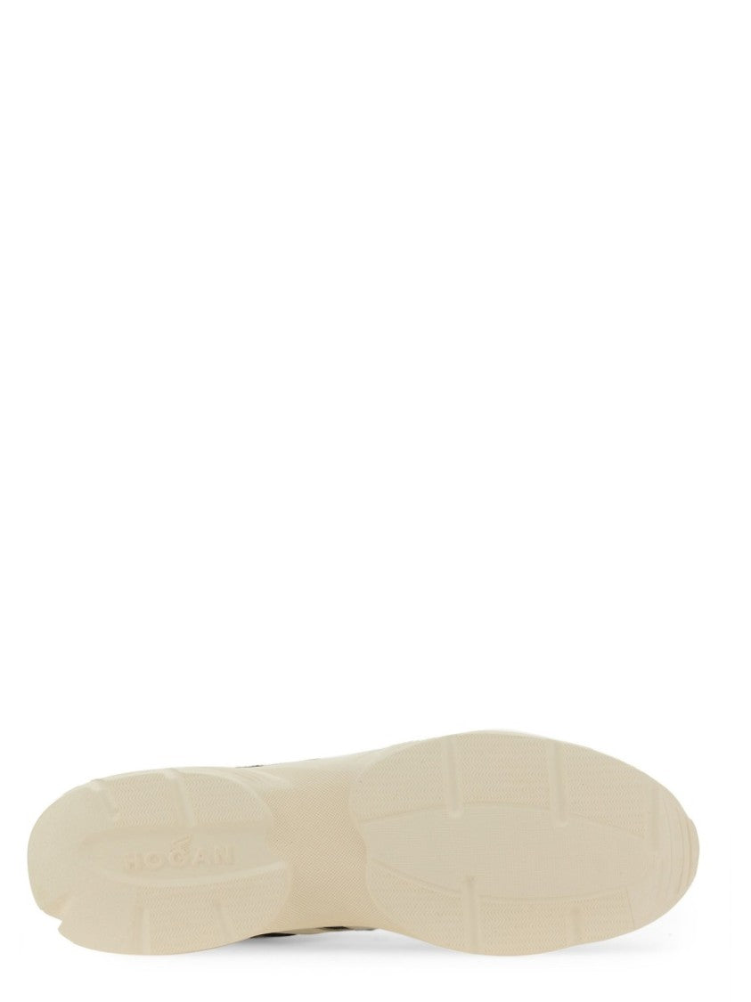 Hogan Calfskin And Suede Sneakers With Prominent Logo