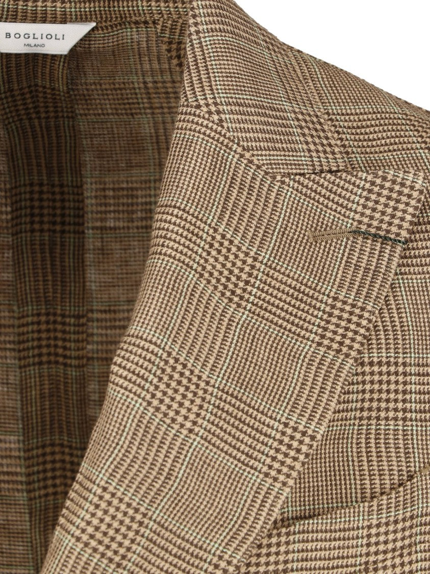 Boglioli Multicolor Prince Of Wales Linen Blazer