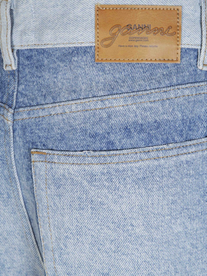 Ganni Patchwork Denim Baggy Cargo Jeans