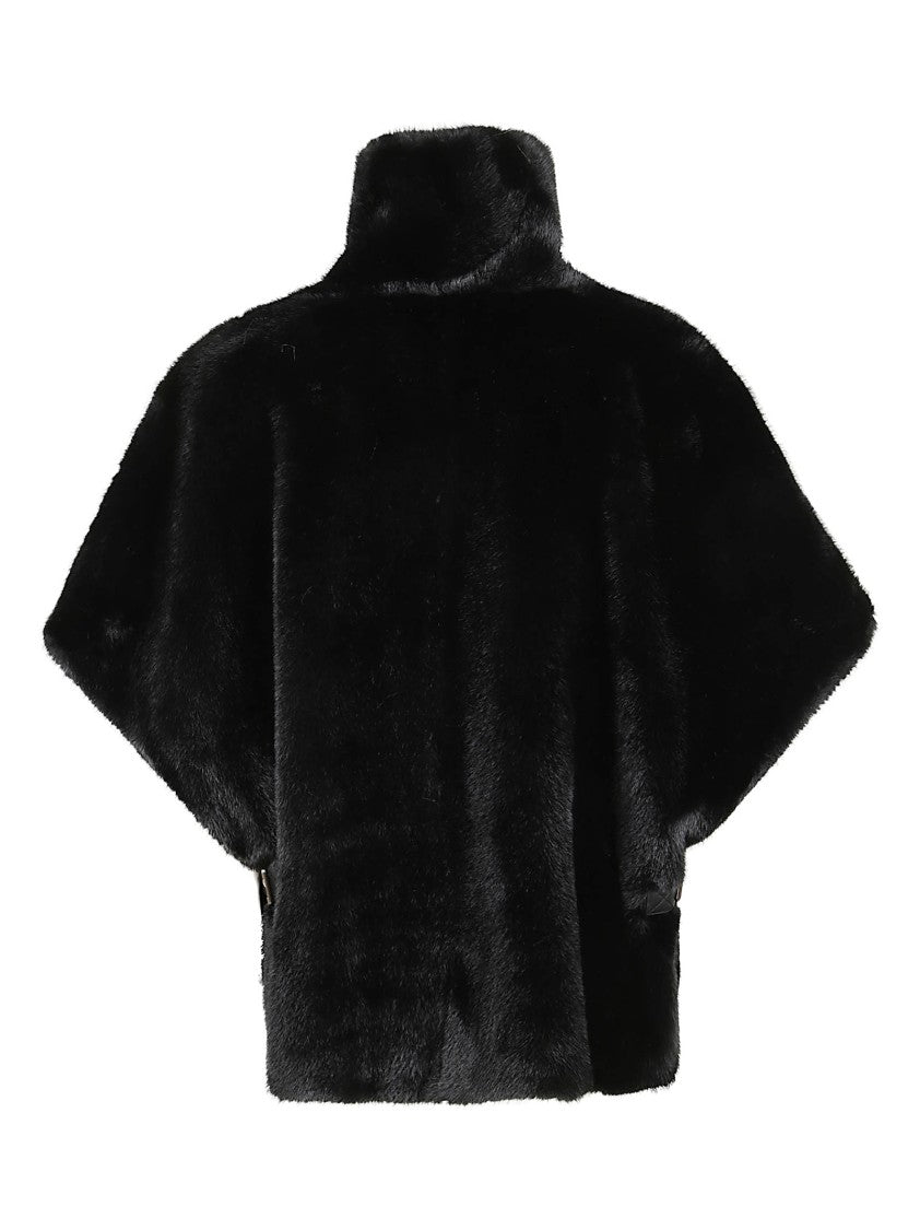 Pinko Cropped Black Faux Fur Jacket