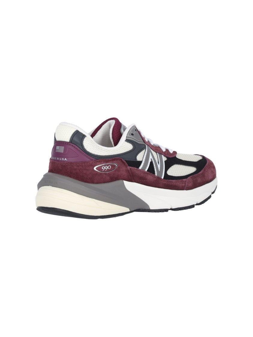 New Balance Bordeaux Suede And Mesh Sneakers With Iconic Logo