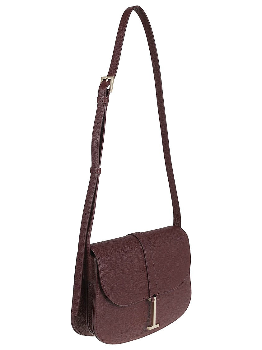 Tom Ford Textured Leather Shoulder Bag With Fold-Over Top And Gold Accents