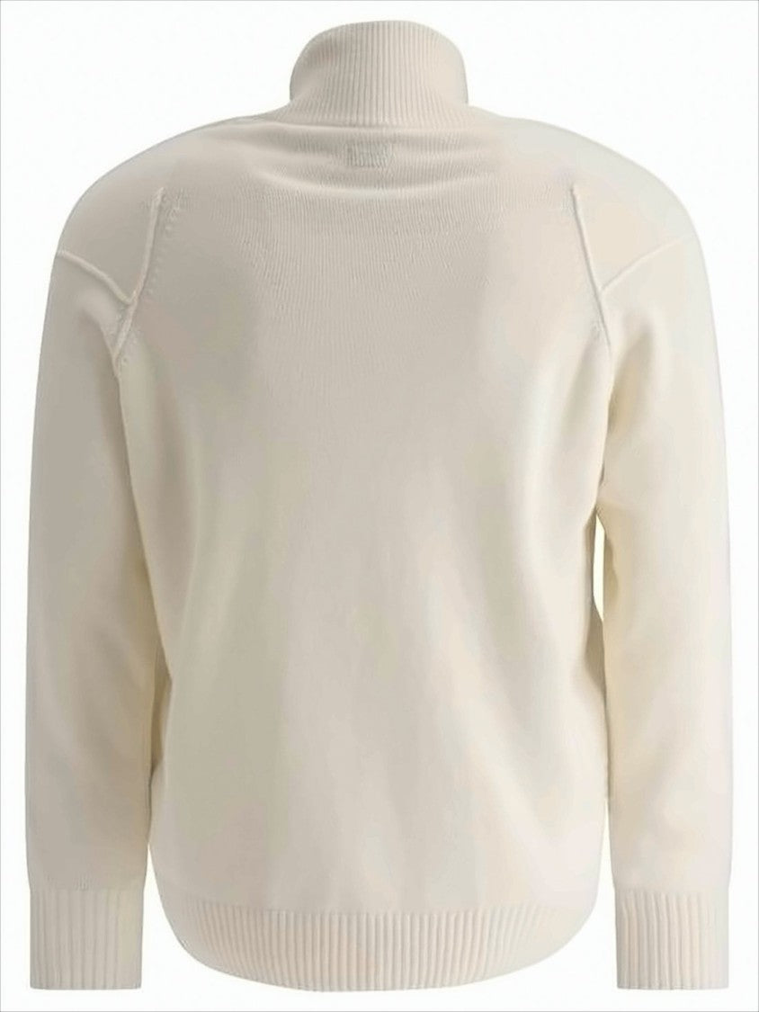 C.P. Company High Ribbed Collar Sweater With Half-Zip Closure And Patch Pocket