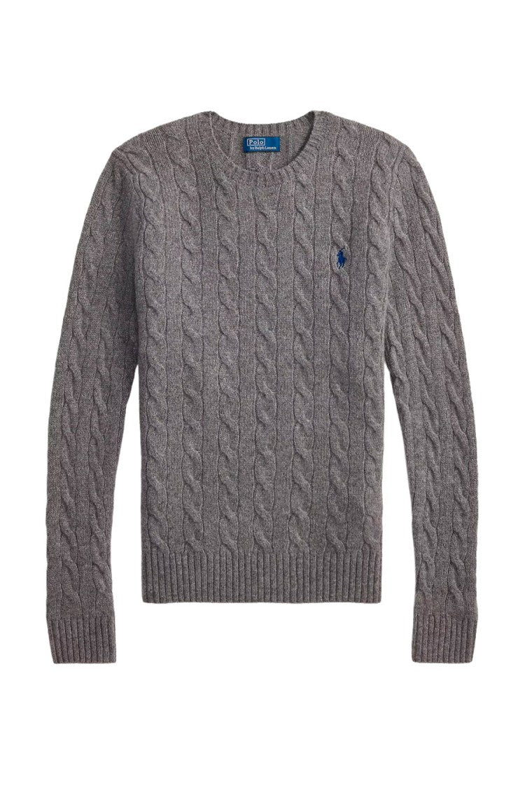 Polo Ralph Lauren Grey Wool-Cashmere Blend Cable-Knit Sweater