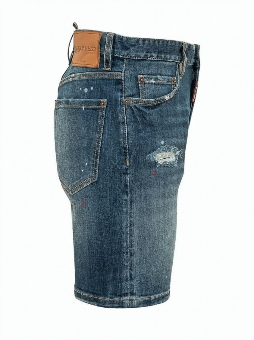 Dsquared2 Denim Shorts With Vintage Wash