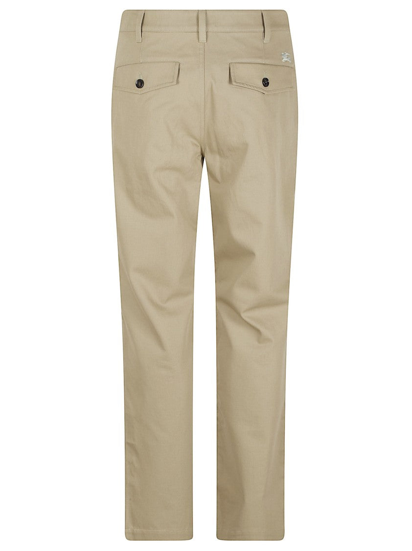 Burberry Straight-Leg Trousers With Button Closure And Embroidered Logo