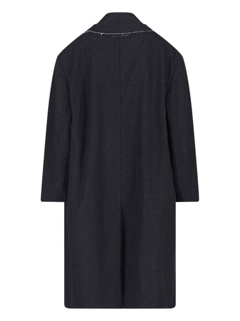 Mm6 By Maison Margiela Black Double-Breasted Wool Coat