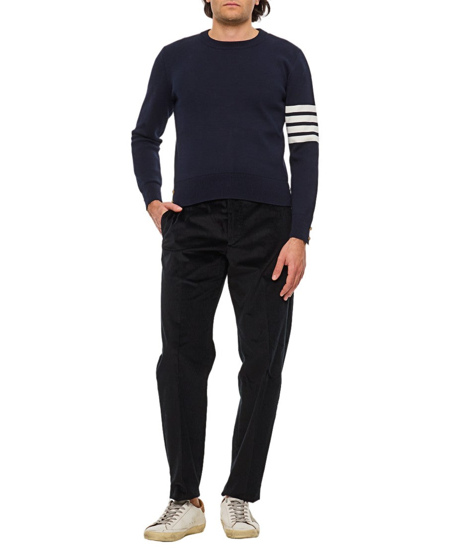 Thom Browne Crewneck Pullover With Distinctive Stripe Detail