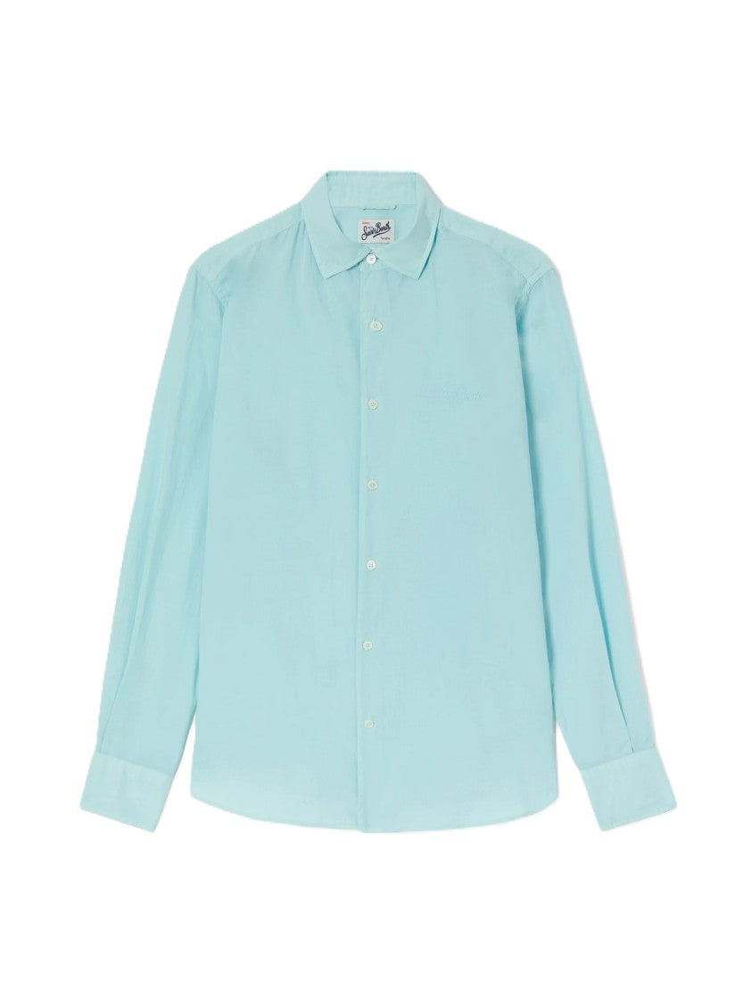 Mc2 Saint Barth Light Blue Voile Cotton Casual Shirt