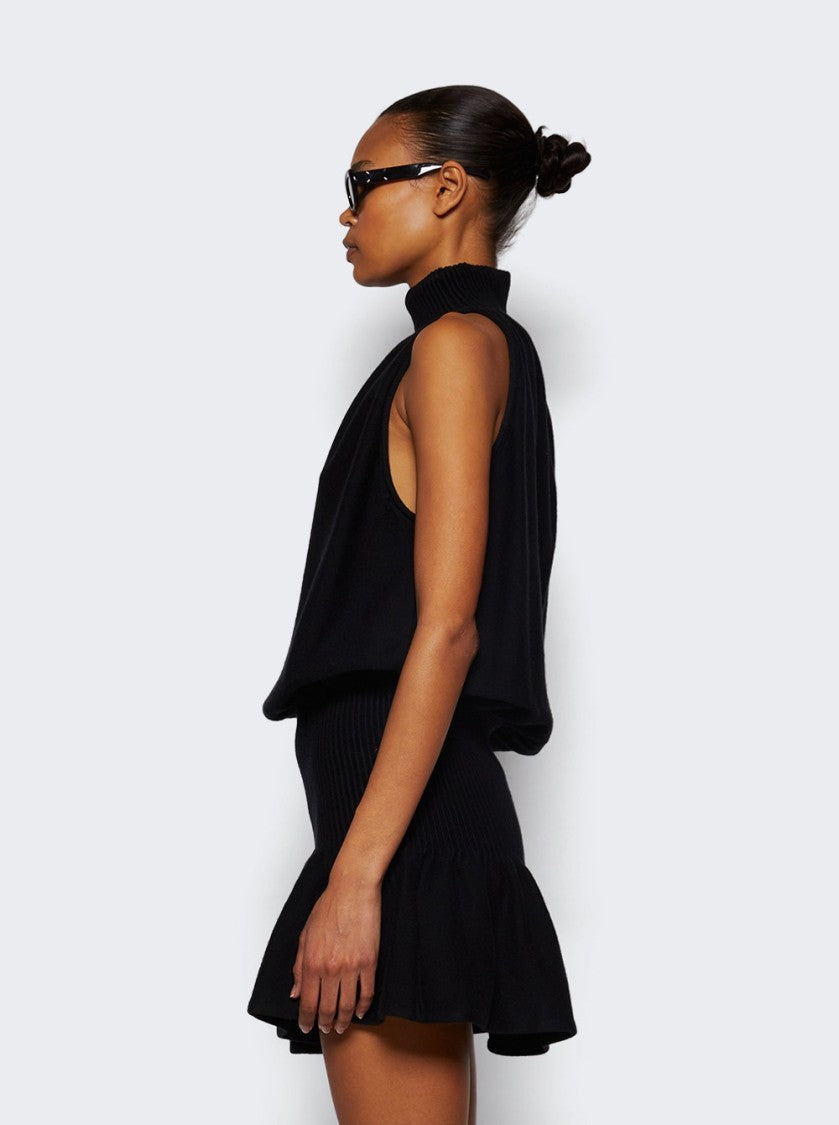 Alexander Wang Ruched Turtleneck Halter Dress Black