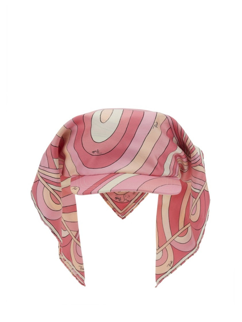Pucci Silk Visor With Draped Scarf