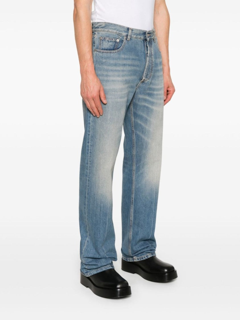 Alexander Mcqueen Powder Blue Straight-Leg Jeans With Classic Five-Pocket Design