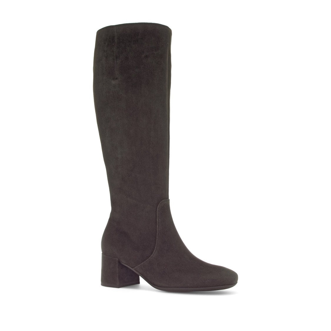 Gabor Brown Mid-Height Block Heel Side Zipper Suede Boots