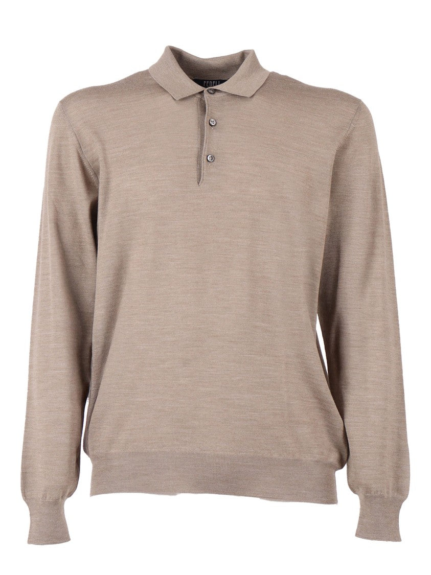 Fedeli Long-Sleeved Knitted Polo Sweater