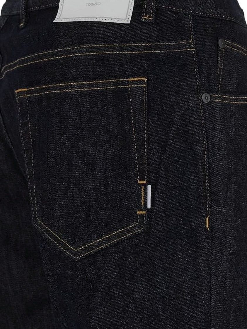 Pt Torino Indigo Straight-Leg Denim Pants With Contrast Stitching