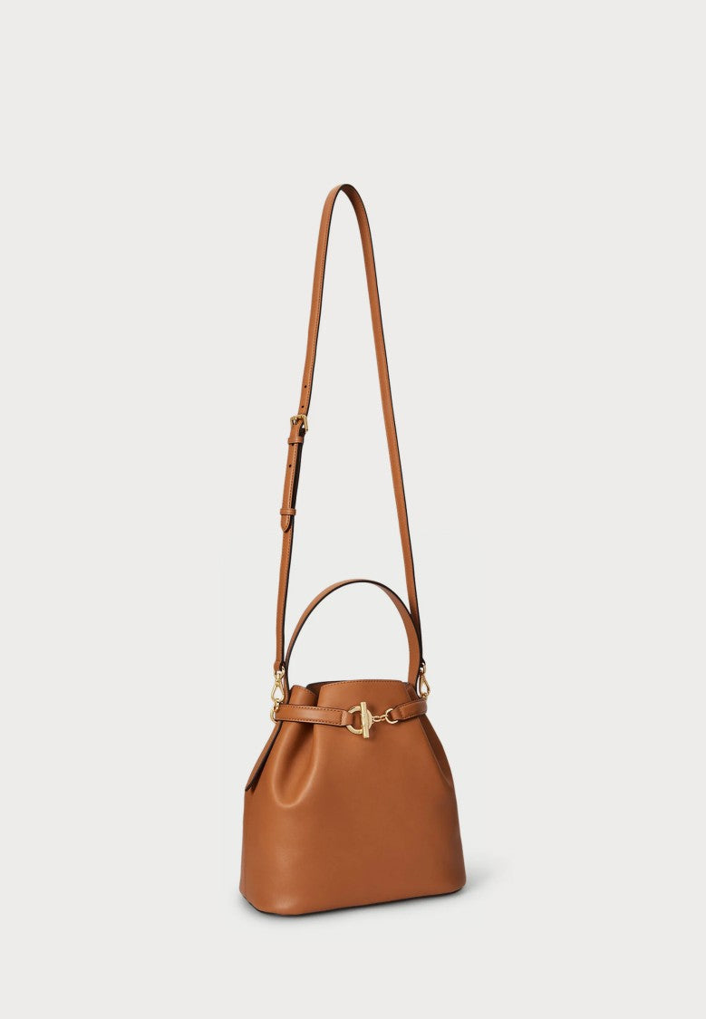 Lauren Ralph Lauren Brown Blke Medium Silk Bucket Bag