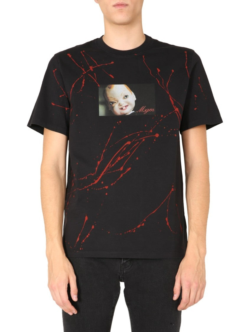 Msgm Graphic Doll Face Printed Crew Neck T-Shirt