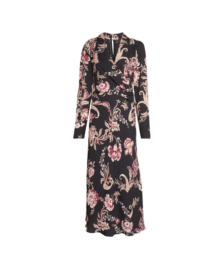 Guess By Marciano Floral Print Maxi Dress With Fluid Silhouette And V-Neckline