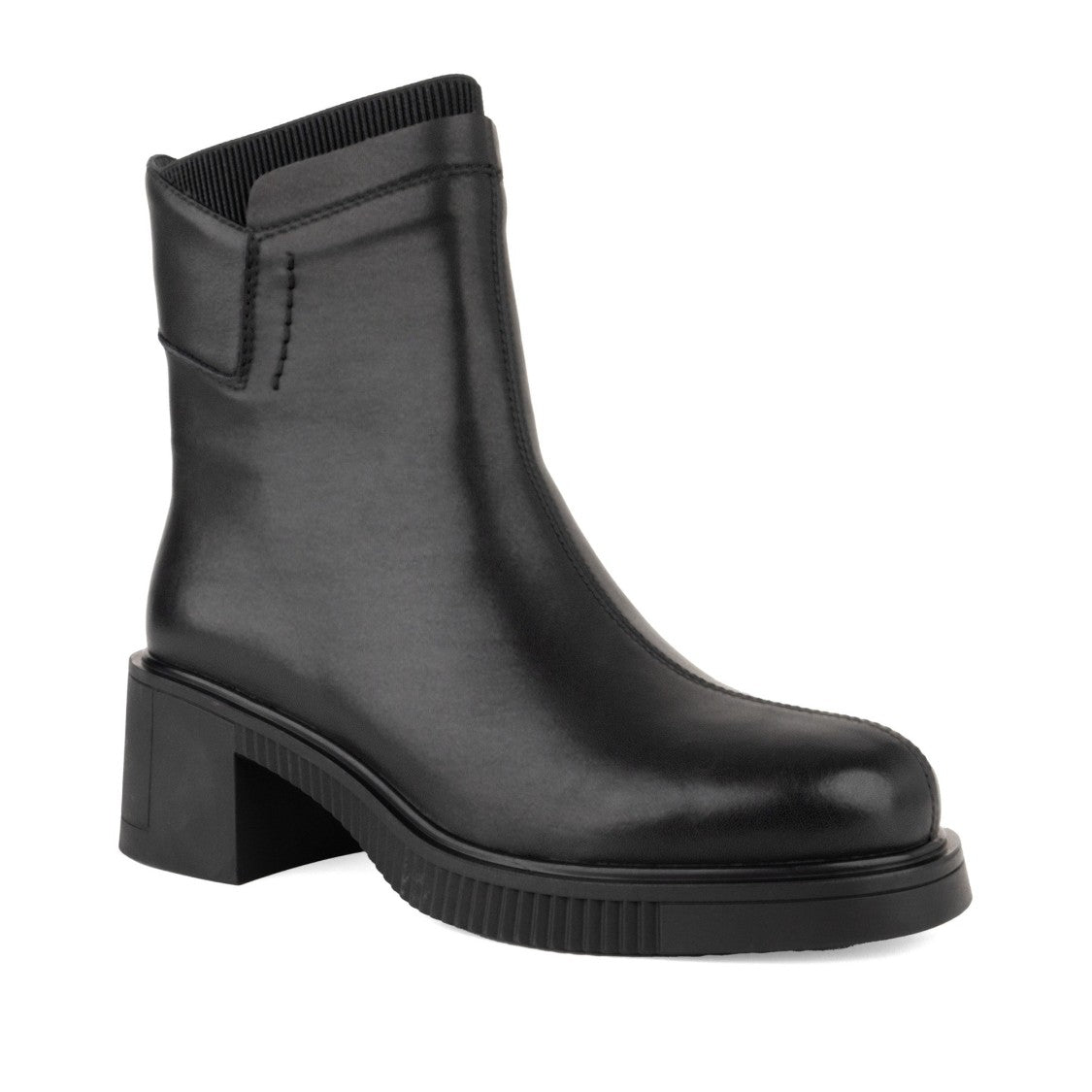 Linda Baumann Black Smooth Leather Sturdy Block Heel Ankle Boots