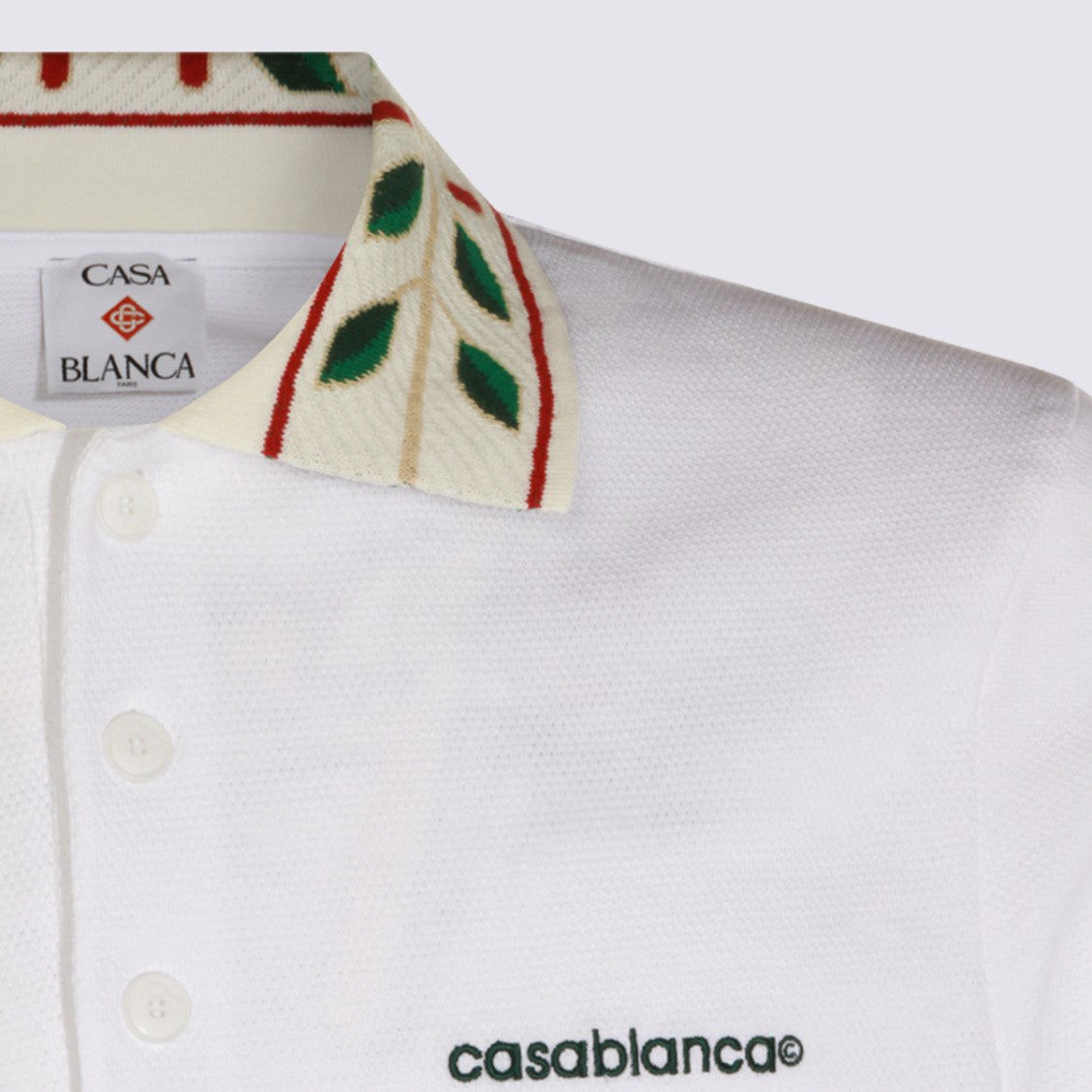 Casablanca Polo Shirt With Distinctive Leaf Pattern Collar