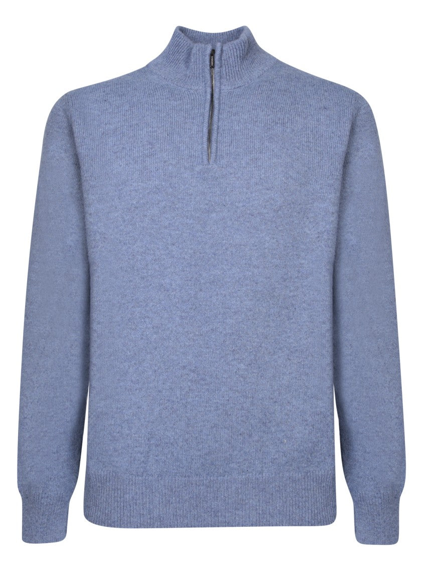 Zanone Blue Mock Neck Knitwear
