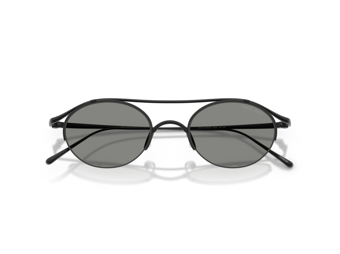 Giorgio Armani Black 0Ar6172t Titanium Double Bridge Round Sunglasses