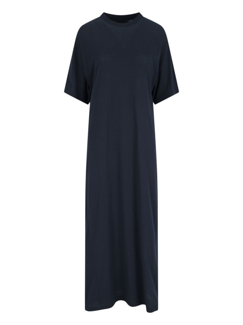 Balenciaga "Cocoon" Maxi Dress, In Black Cotton, Crew Neck