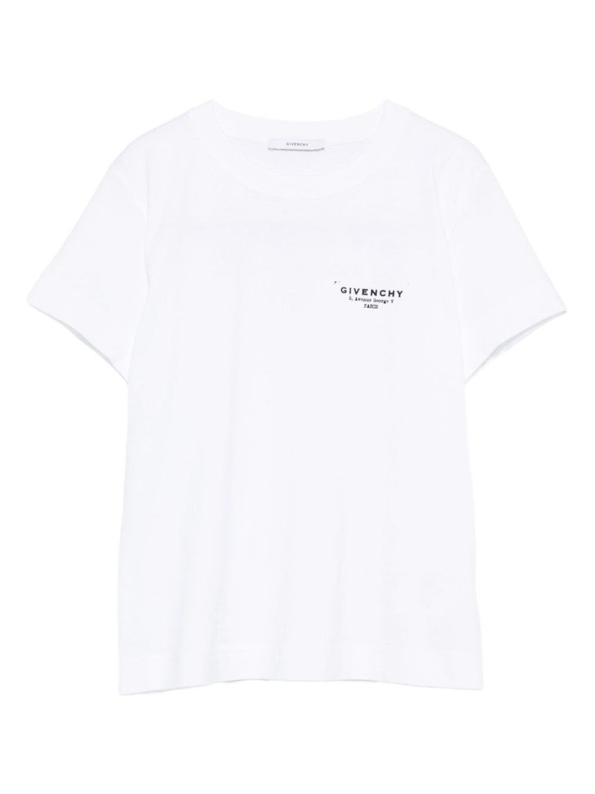 Givenchy White Cotton Logo Print Crew Neck Top