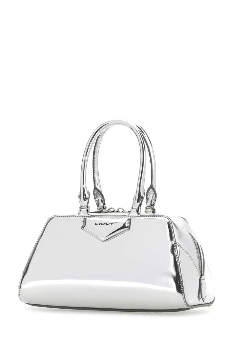 Givenchy Silver Leather Small Antigona East-West Handbag