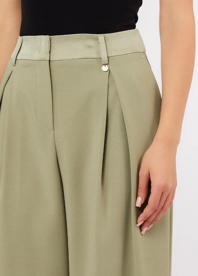 Liu Jo Crepe Fabric Satin Waistband Palazzo Trousers