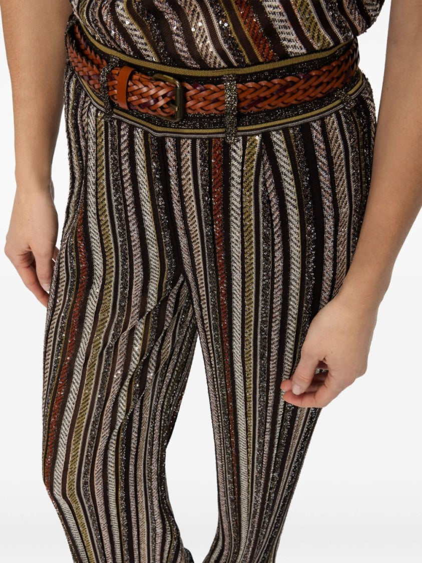 Missoni Wide-Leg Striped Trousers With Textured Metallic Finish